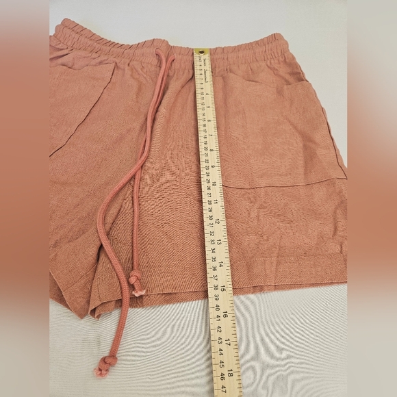 Rae Mode- Women's Casual Apricot Shorts L With Strings 55%Linen45%Rayon. - Picture 4 of 6